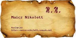 Maicz Nikolett névjegykártya